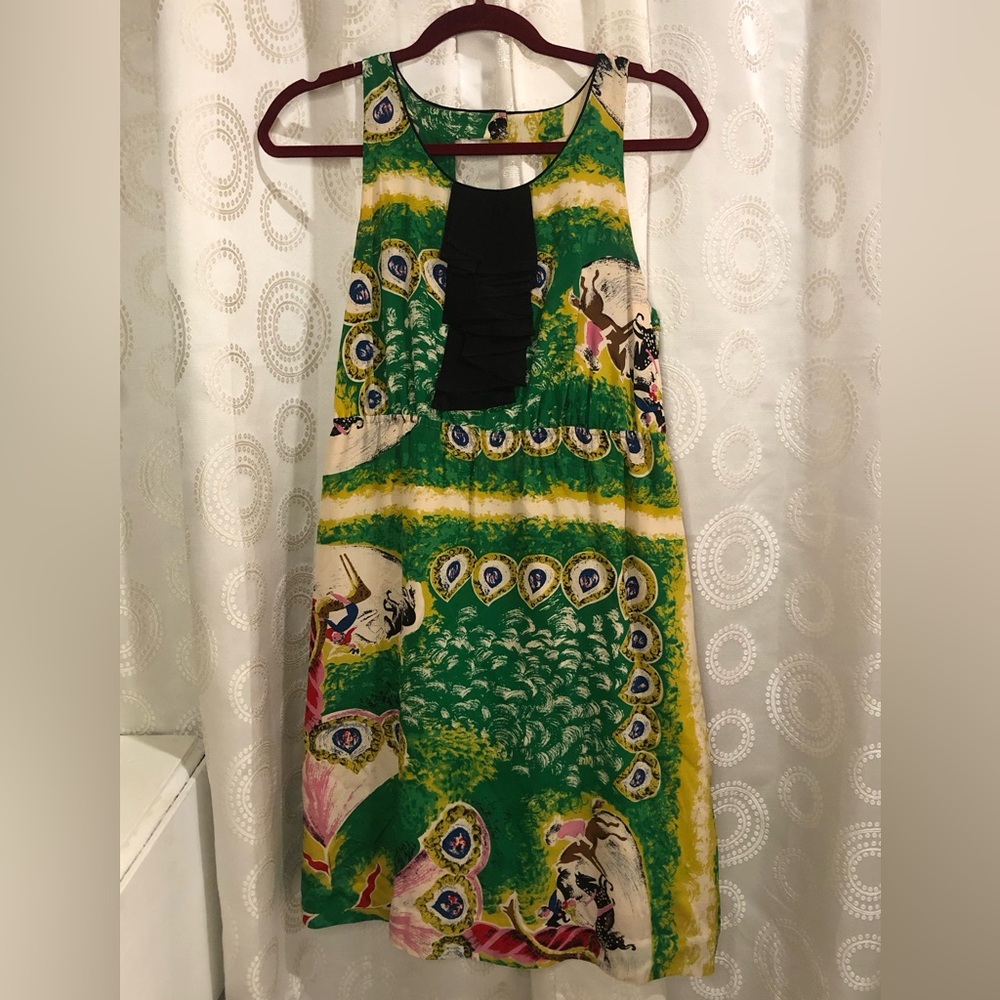 Anthropologie Moulinette Soeurs Green and Pink Mini Vintage Circus Dress